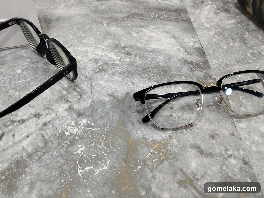 Eyewear on marble surface