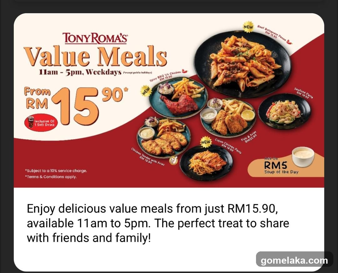 Tony Roma's Value Meals Promotion