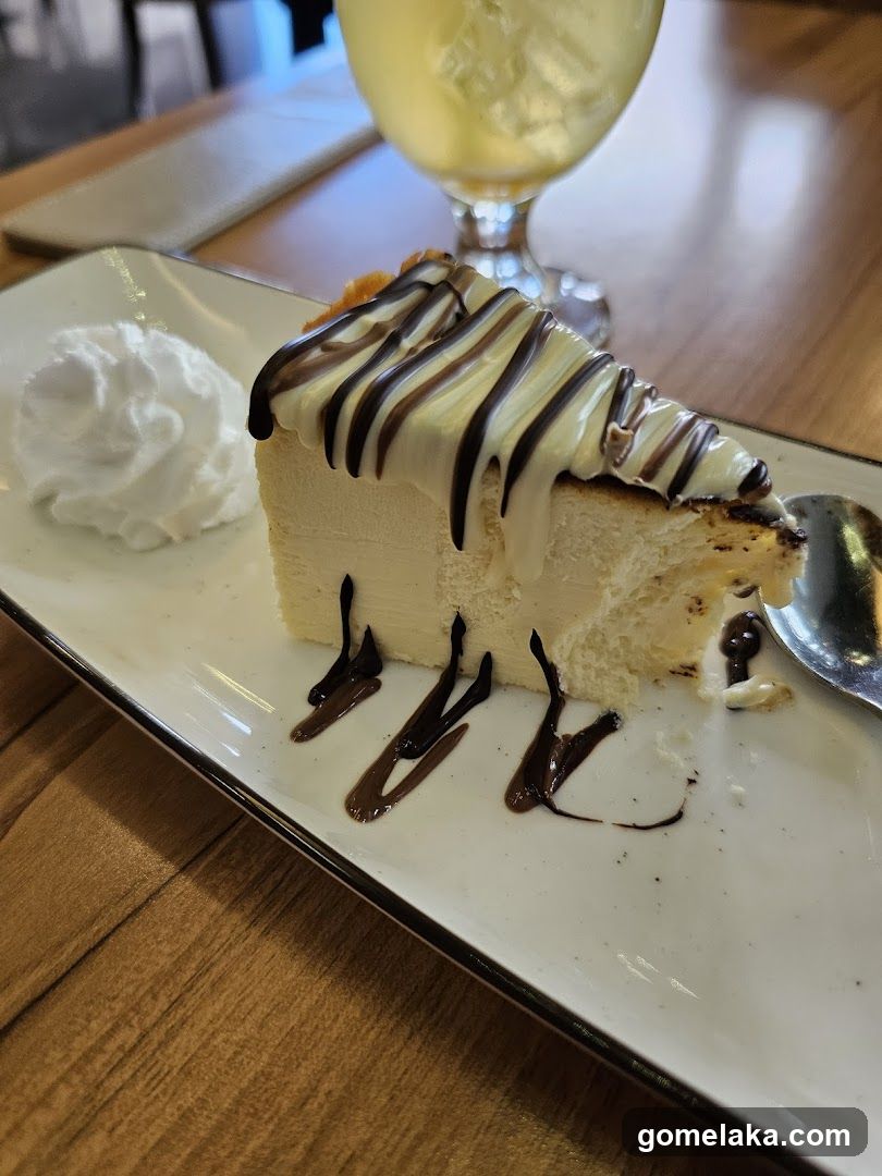 Cheesecake Slice with Drizzle and Whipped Cream