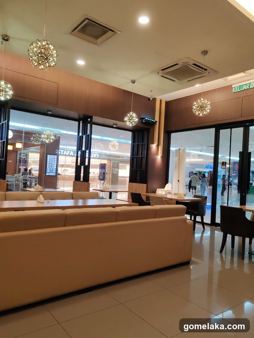 Interior of a shopping mall dining area