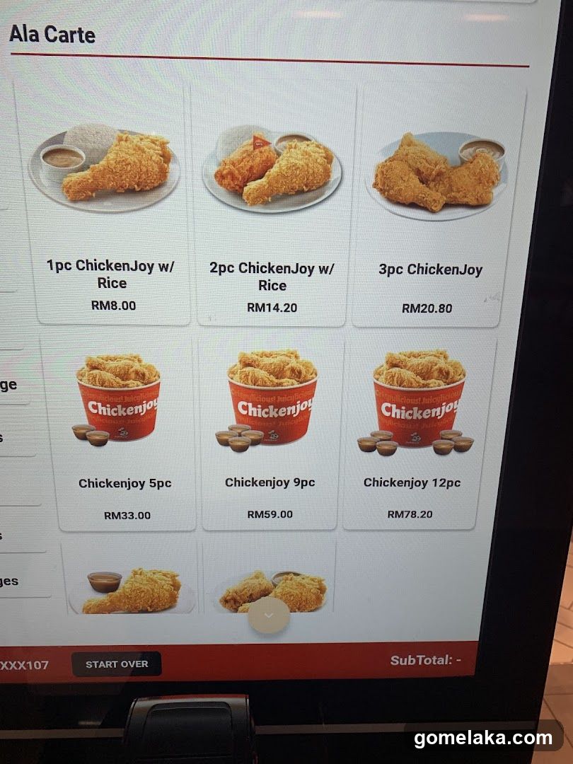 Ala Carte Menu