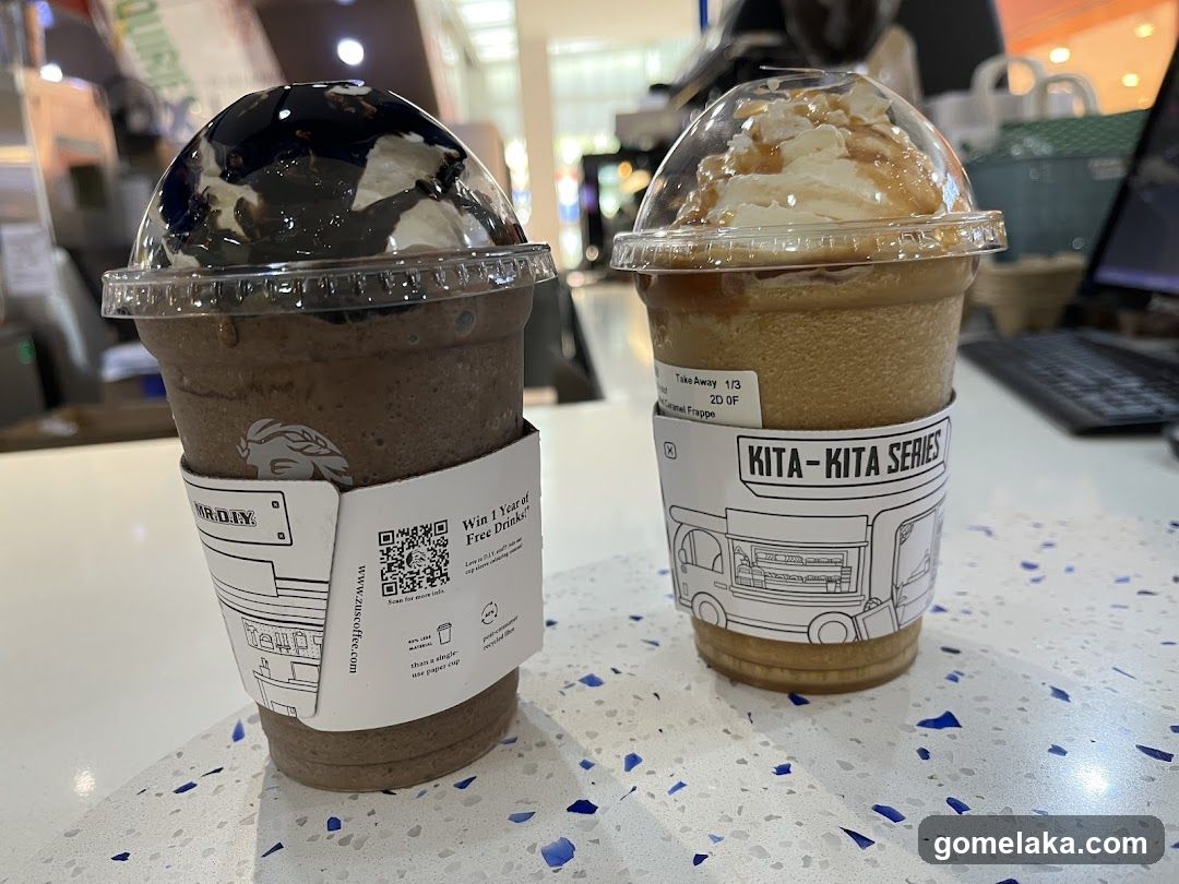 Two beverages on a counter