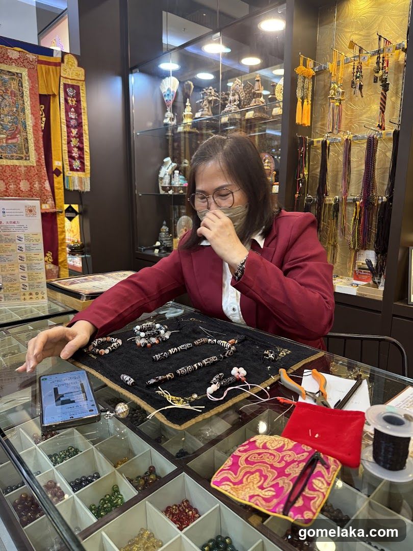 Interior of a Tibetan Buddhist jewelry and bead shop