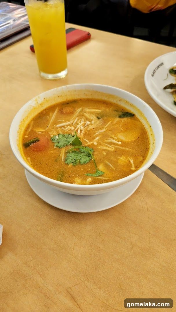 Table with soup and drink
