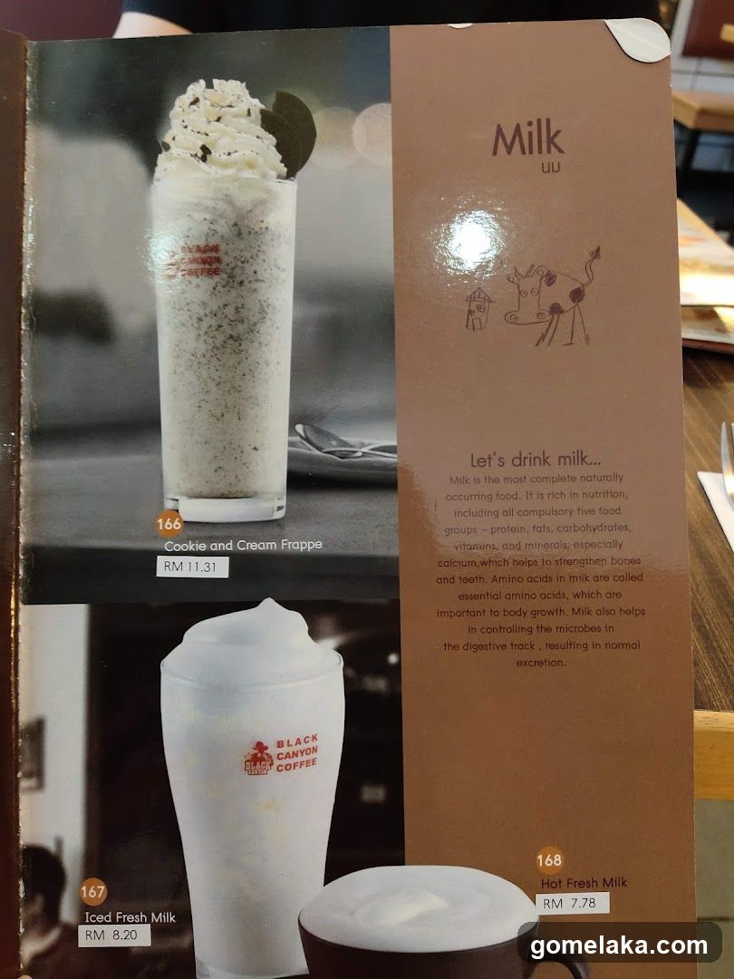 Black Canyon Coffee Menu Page