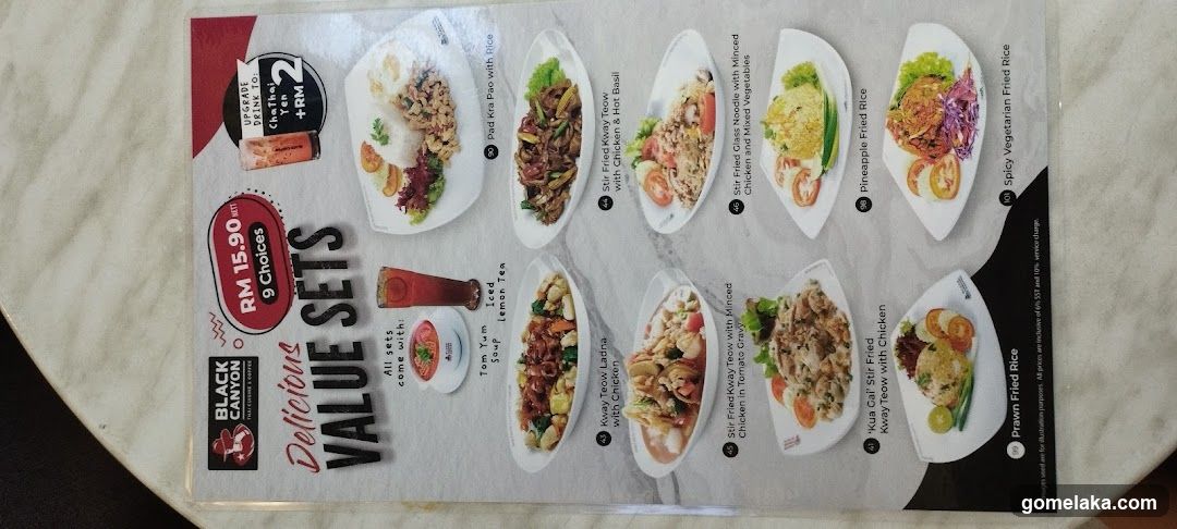 Black Canyon Value Sets Menu