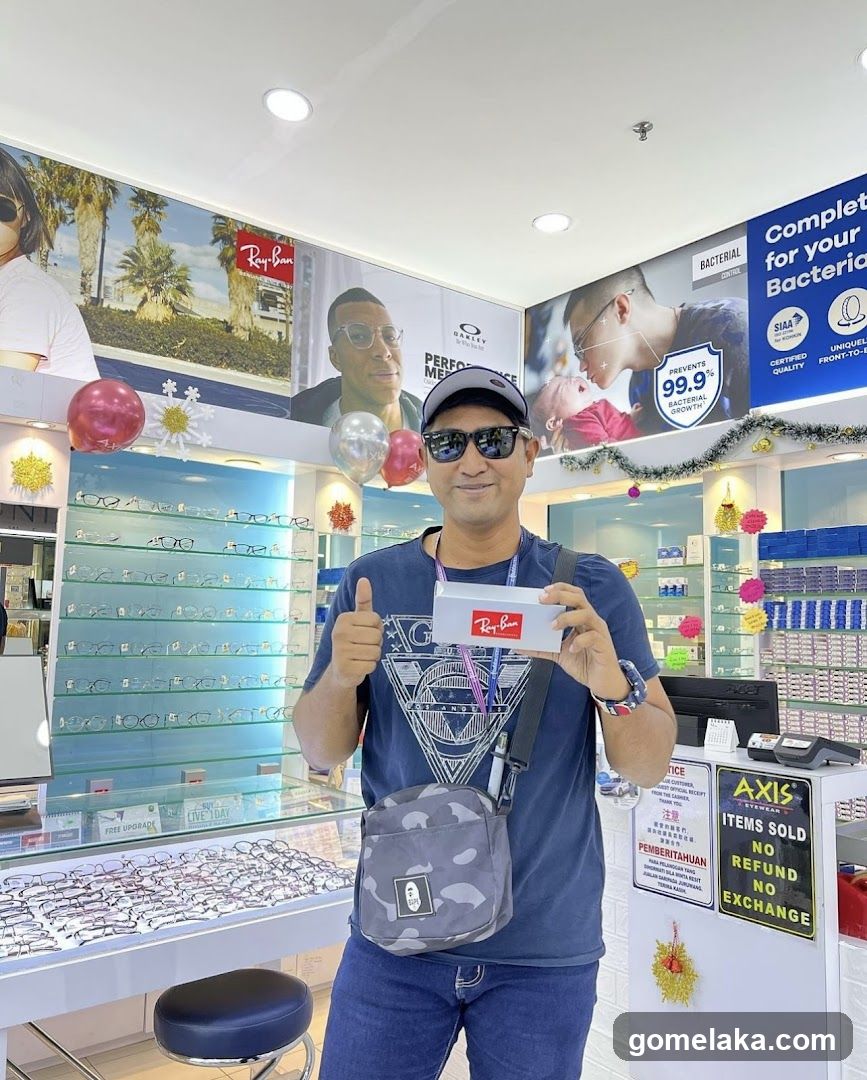 Customer in eyewear store