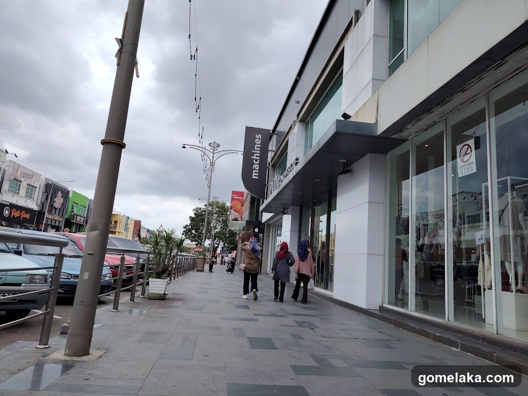 Pedestrian street with storefronts