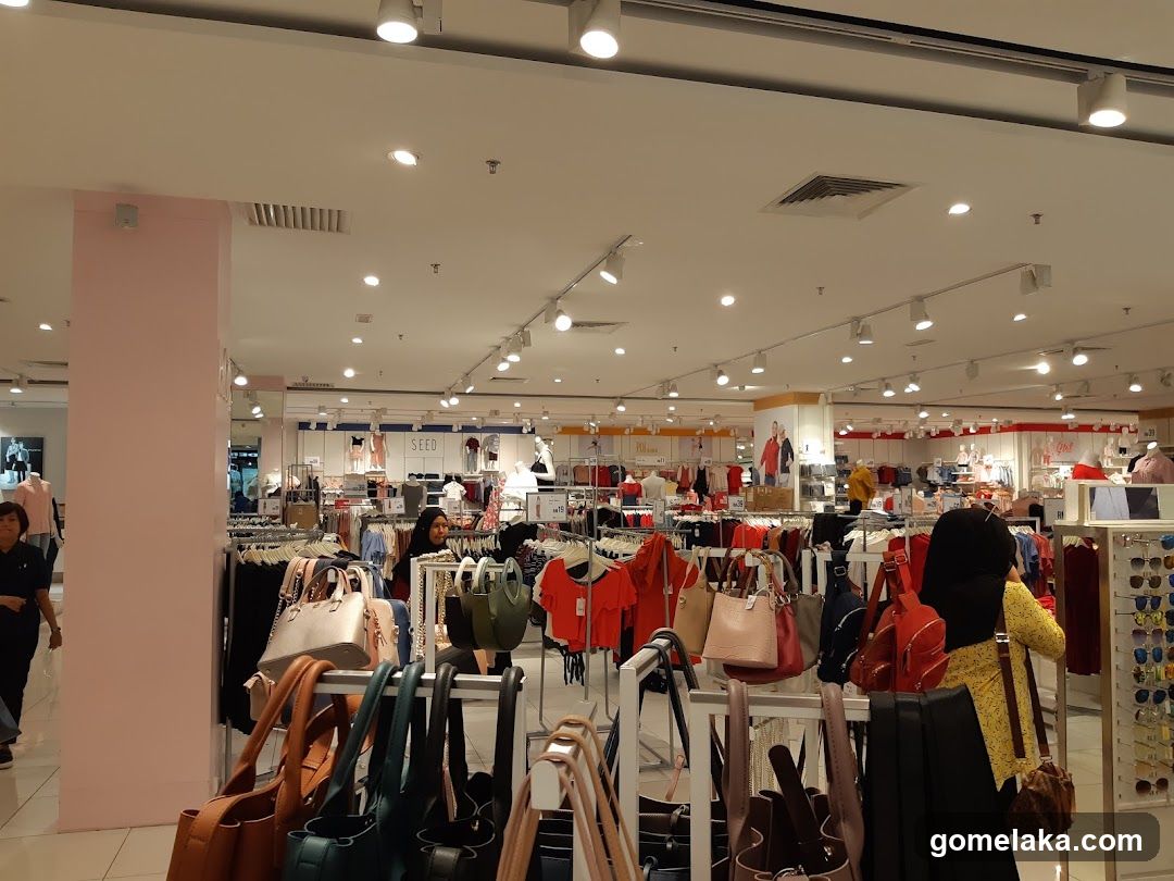 Interior of a retail clothing and accessories store