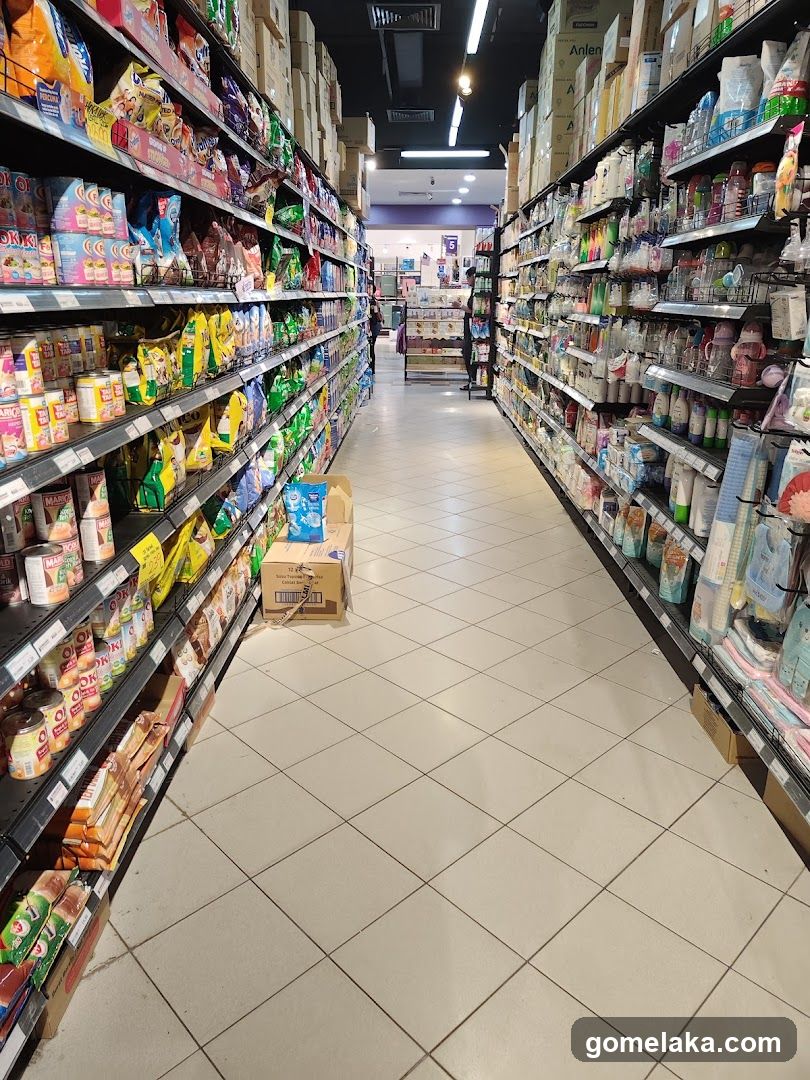 Supermarket aisle interior