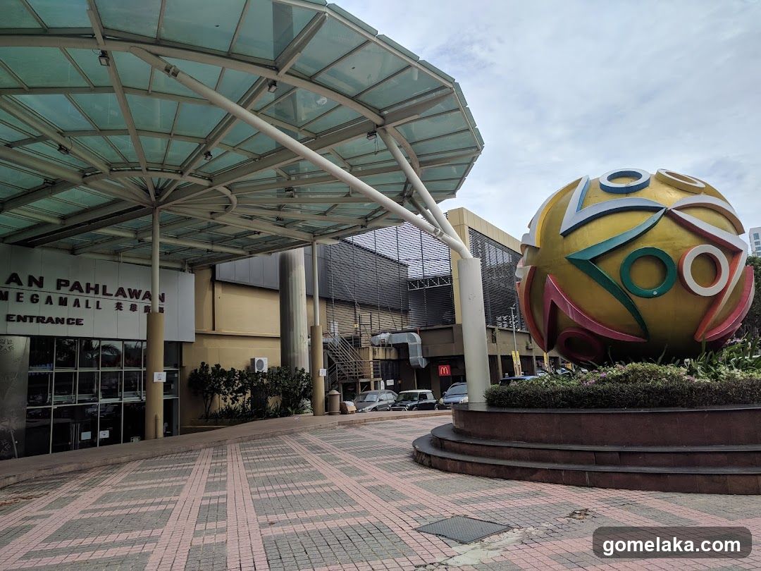 Mega Mall Entrance with Sculpture