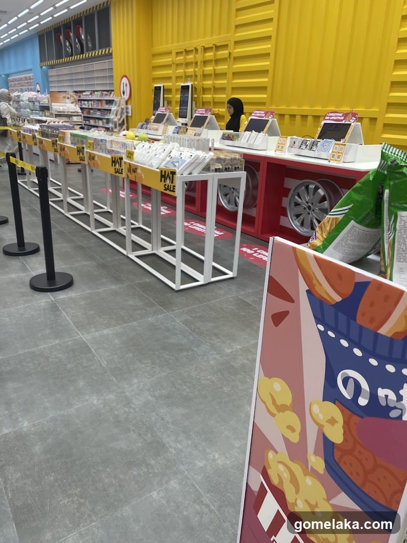 Store Interior with Yellow Walls and Sale Displays
