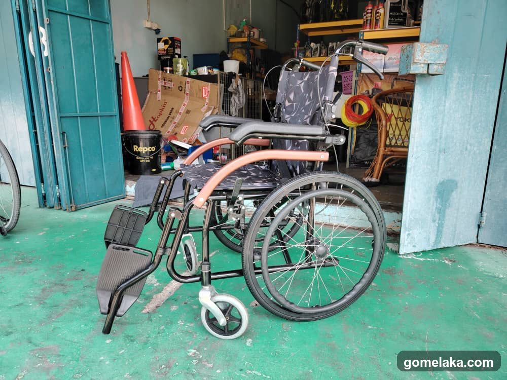 Wheelchair in garage-like interior