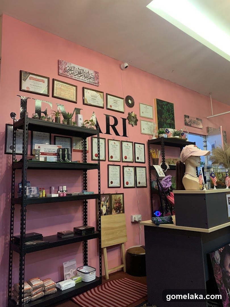 Interior of a pink-walled shop