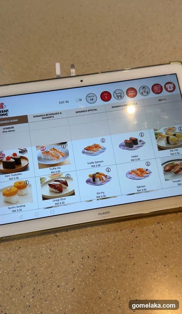 Tablet Displaying Menu
