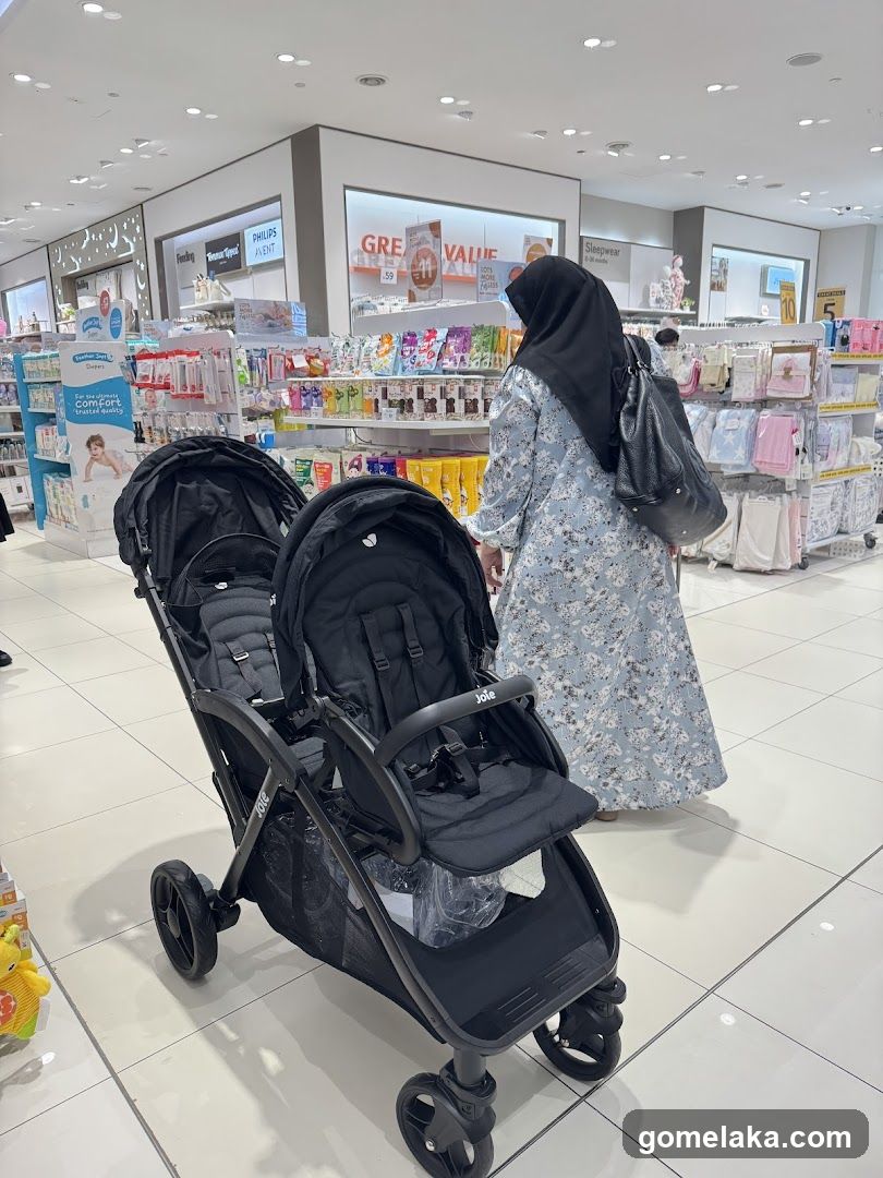 Store Interior with Strollers and Customer