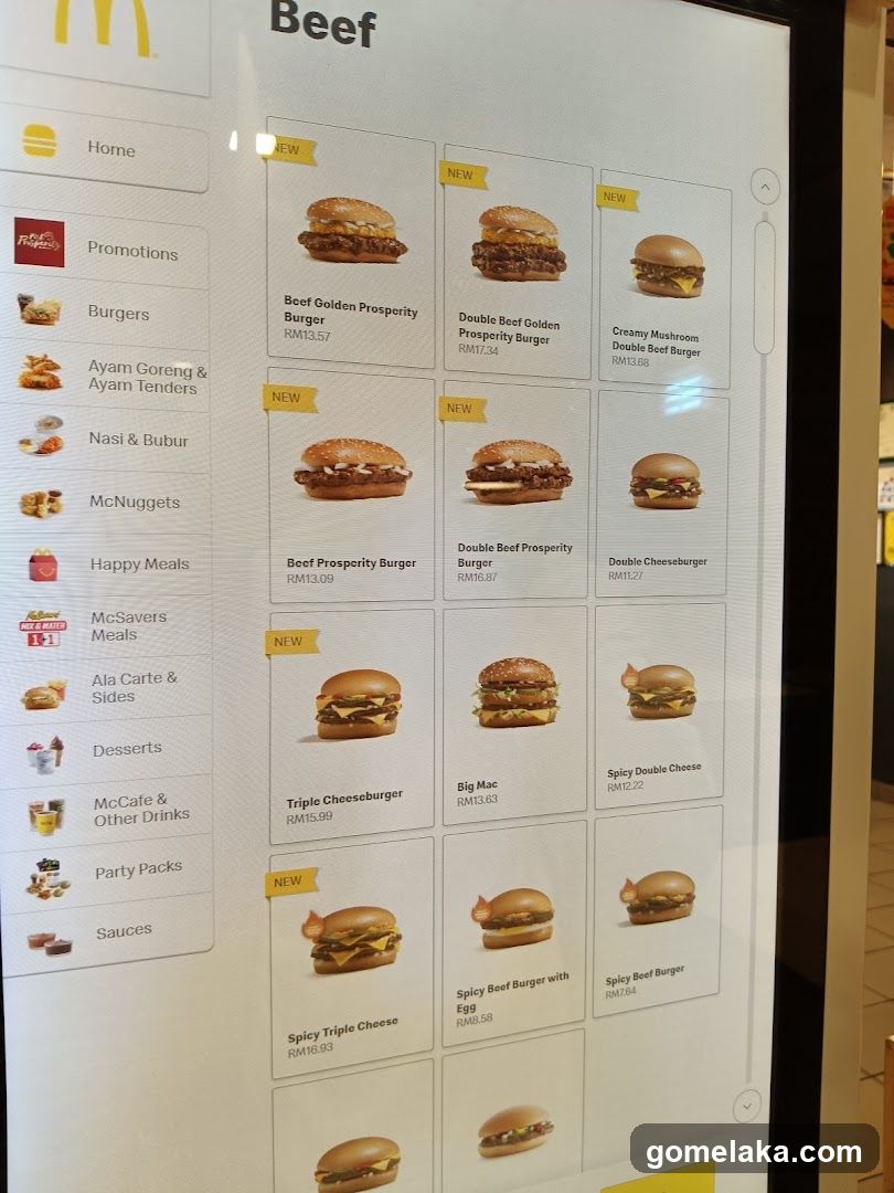 Beef Menu Section