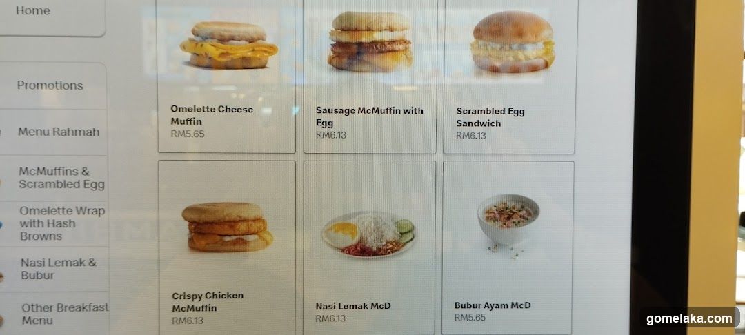Breakfast Menu Display