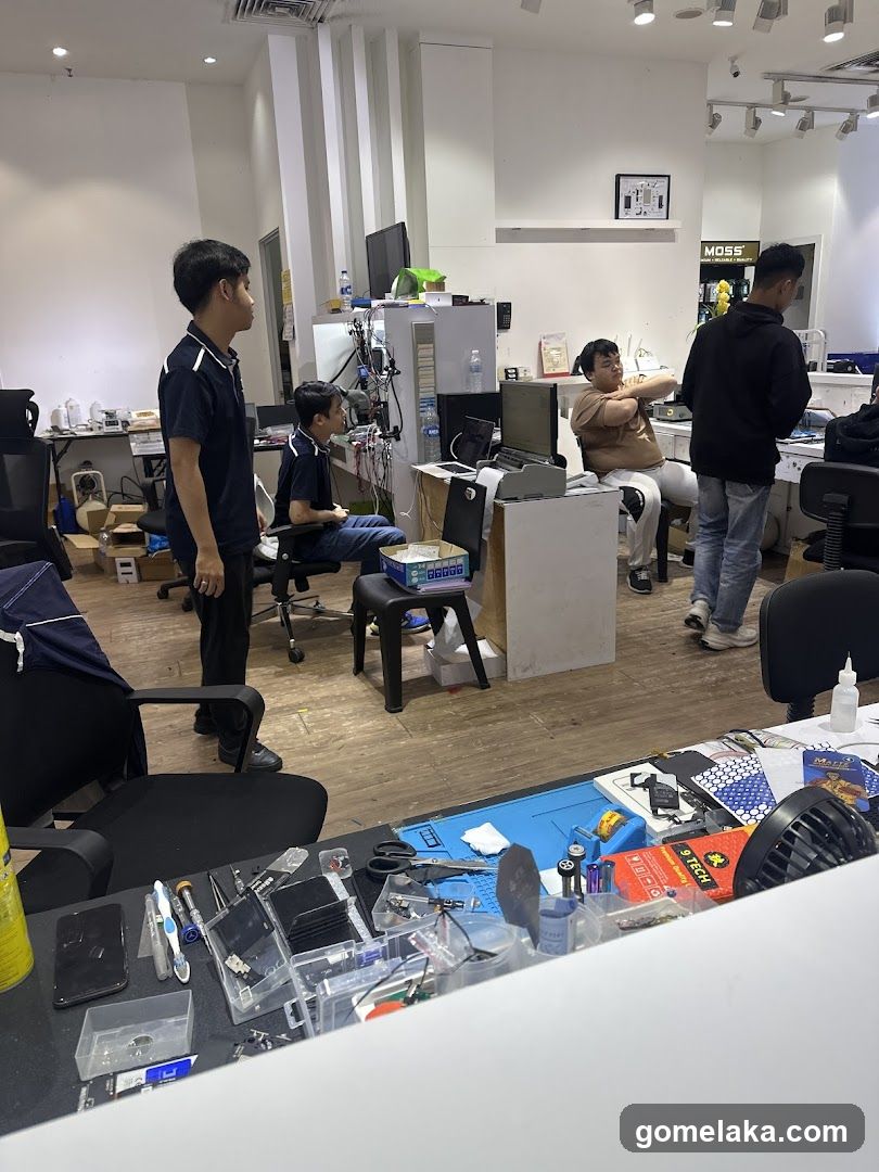 Interior of a tech repair shop