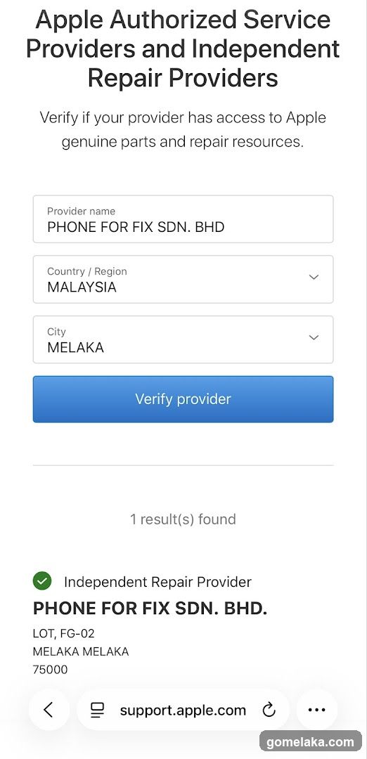 Apple Authorized Service and Independent Repair Providers Verification