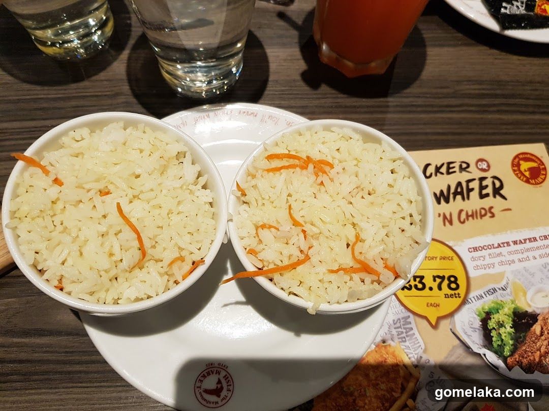 Table Setting with Rice Bowls and Menu Flyer