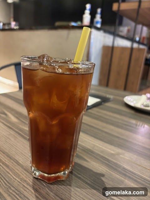 Iced beverage on table
