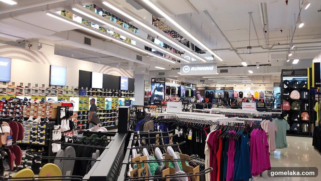 Interior of athletic apparel and footwear store