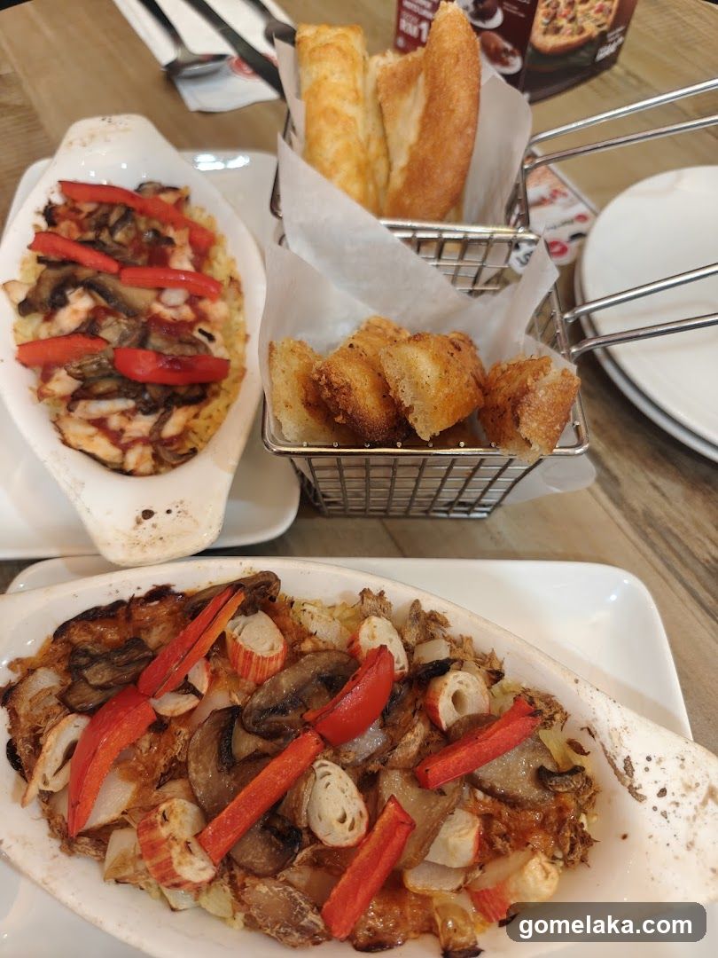 Food and Bread Items on Table
