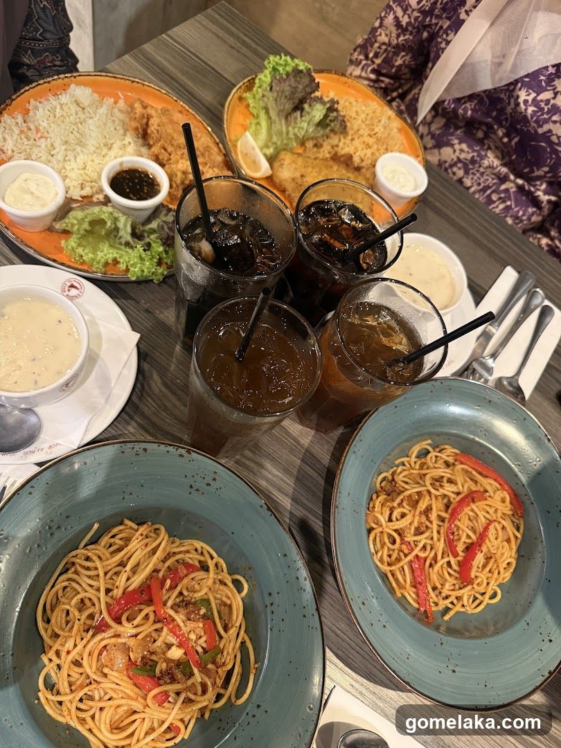 Dining Table with Food and Drinks