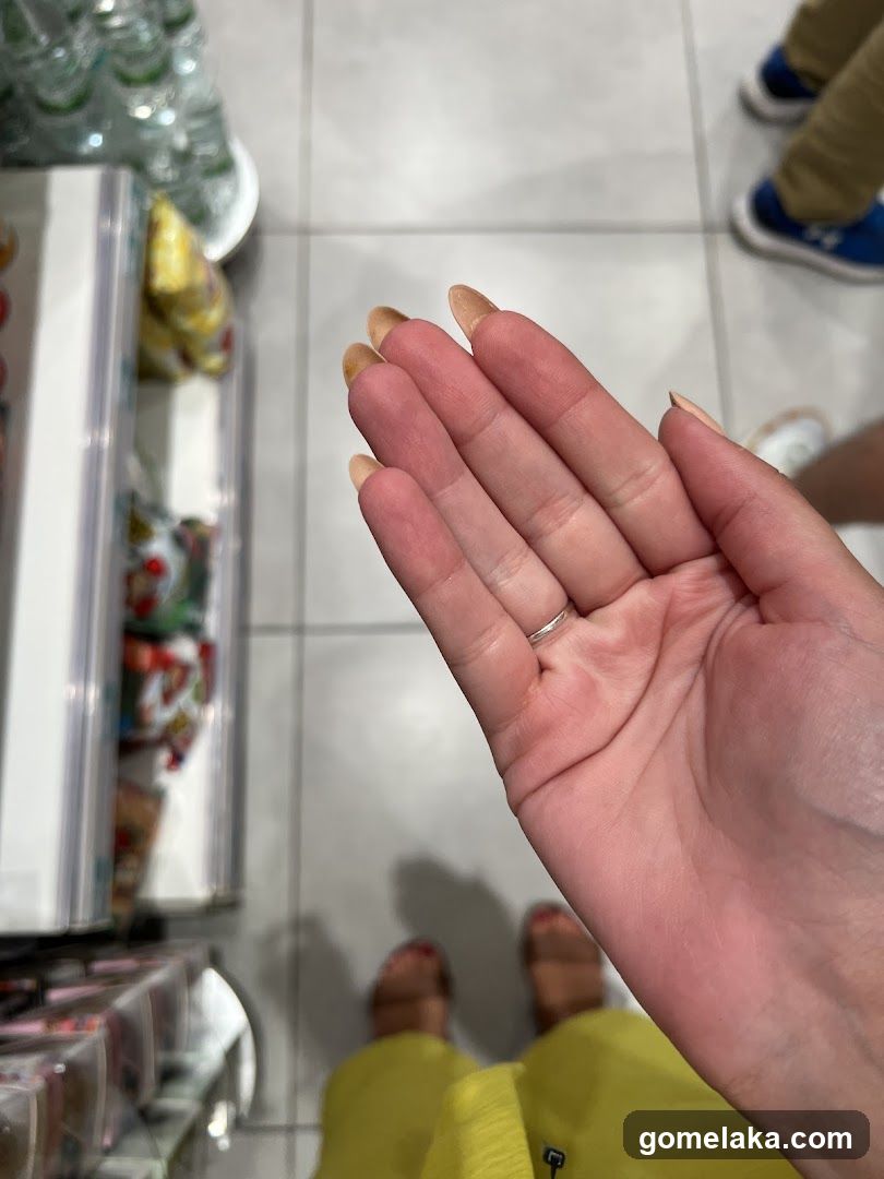 Hand in store interior