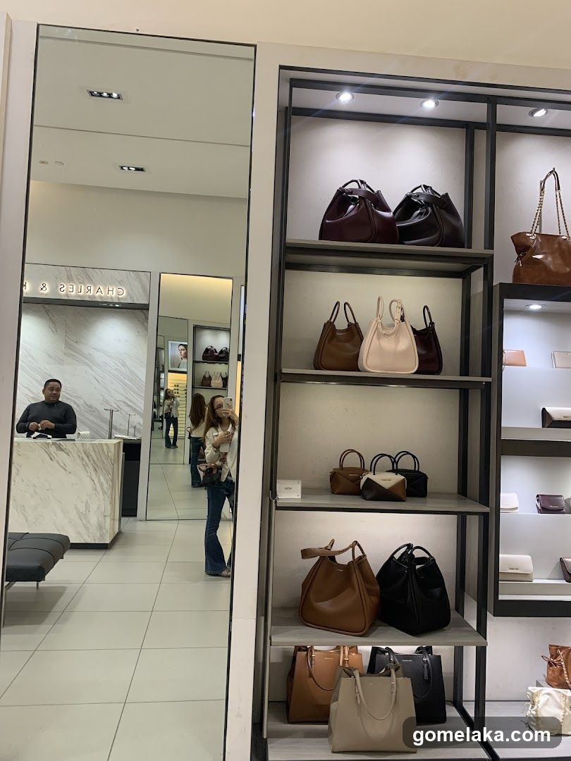 Interior of luxury handbag store