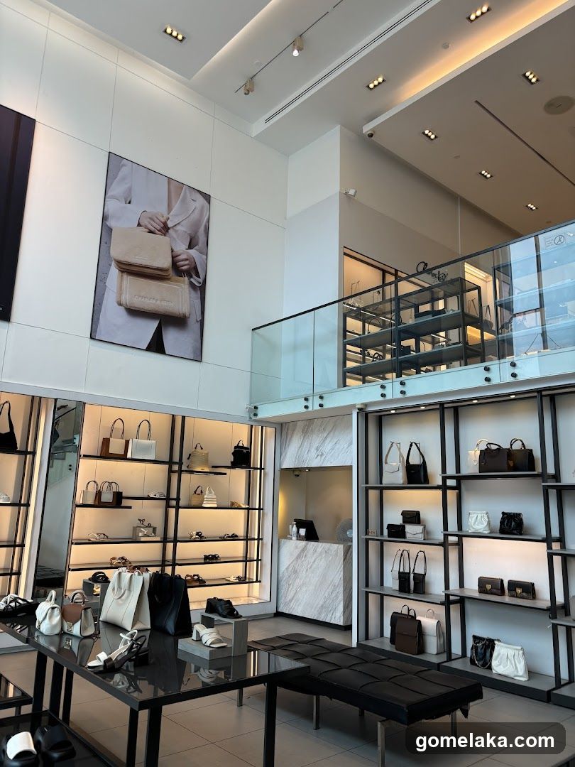 Interior of a luxury handbag store
