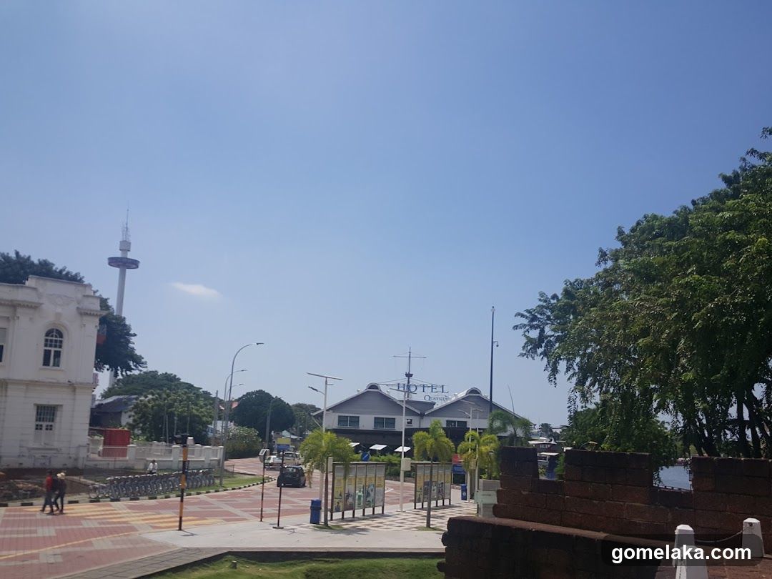 Outdoor urban scene with buildings and trees