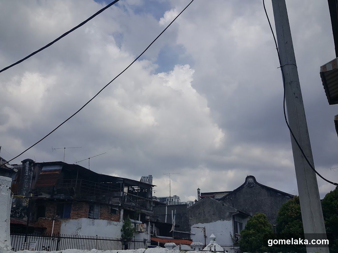 Urban Street Scene with Cloudy Sky