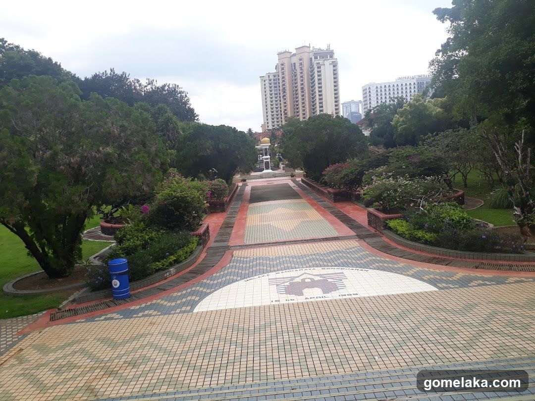 Park Pathway with Urban Background
