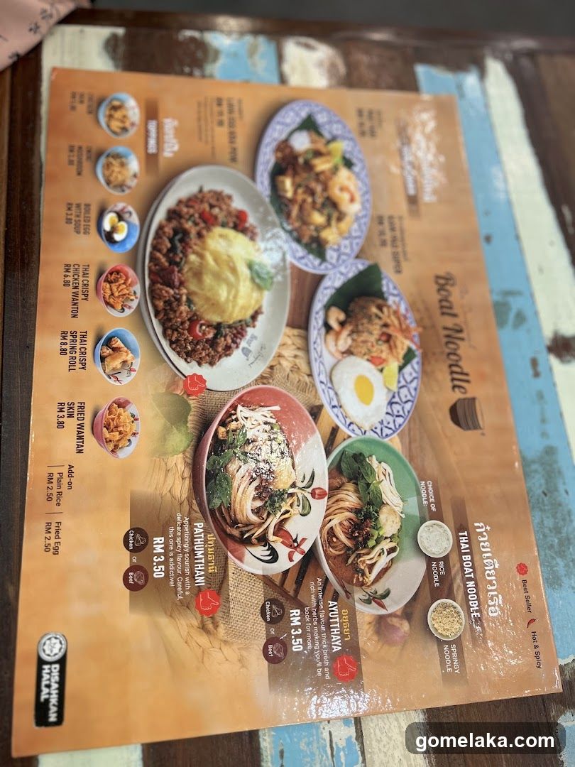 Boat Noodle Menu