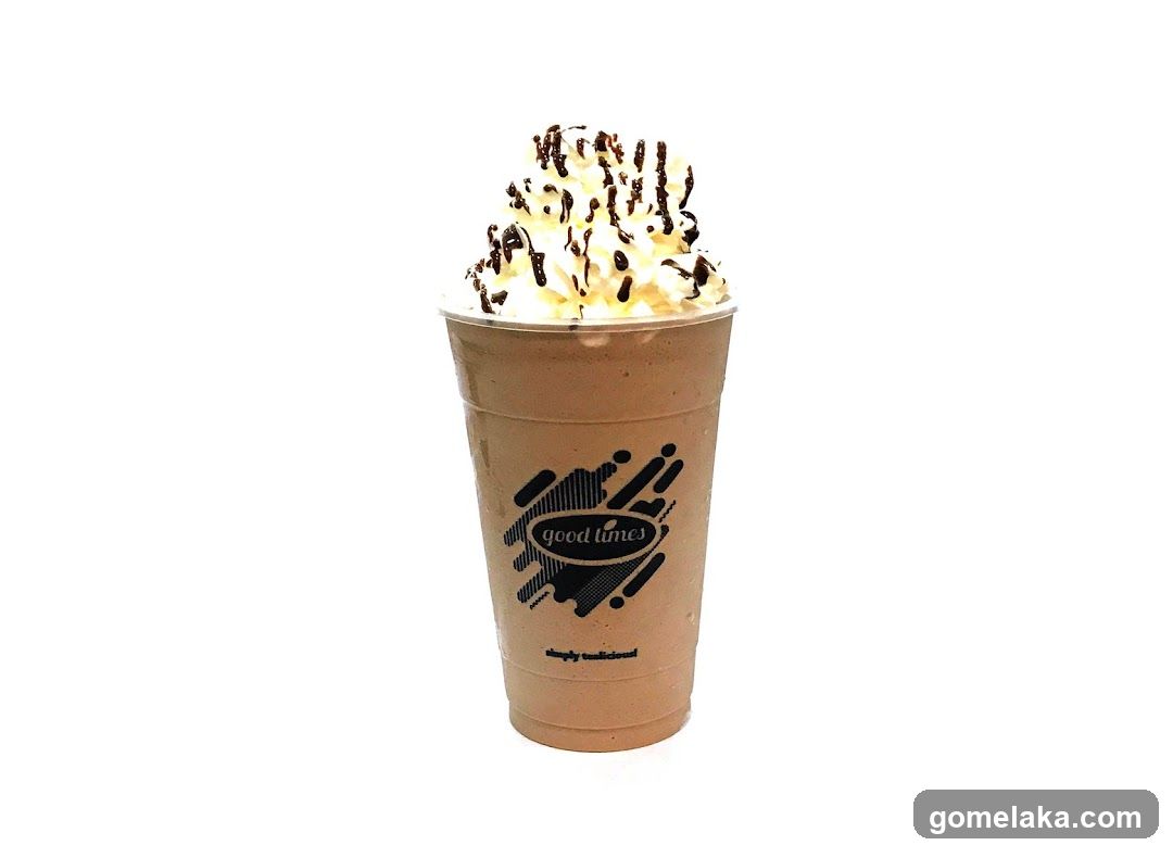 Chocolate beverage with whipped cream and chocolate drizzle
