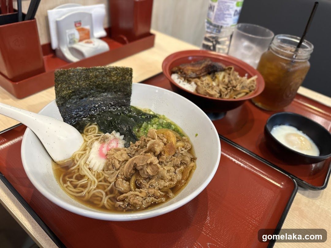 Ramen and side dishes at a restaurant