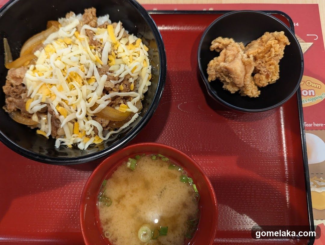 Meal served on red tray