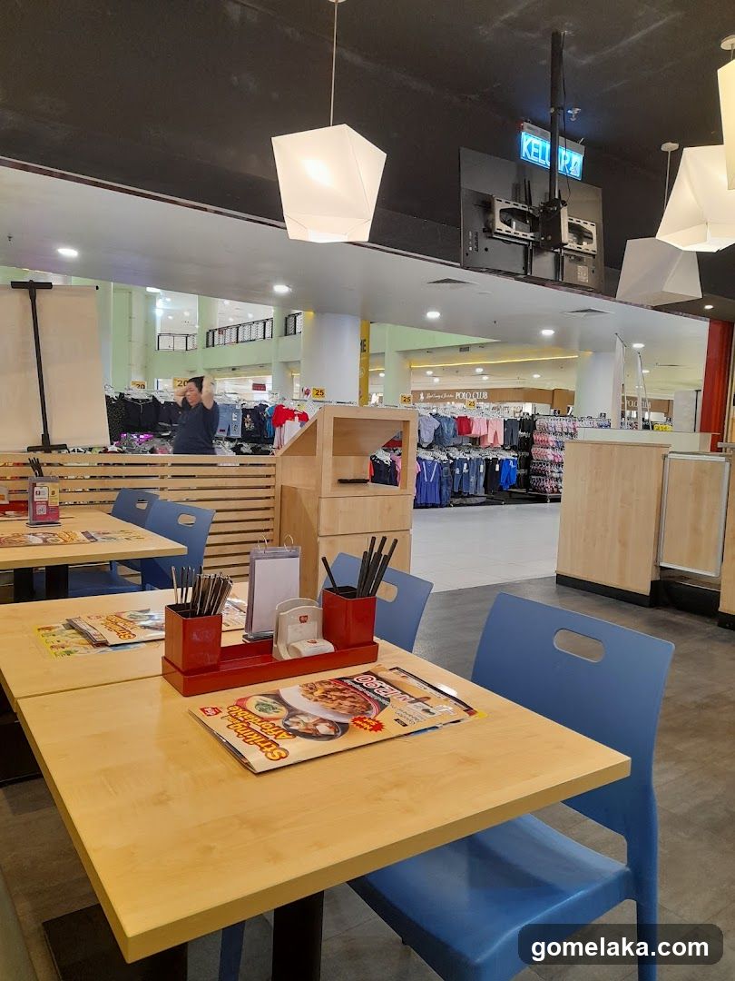 Restaurant Interior with Clothing Store Background