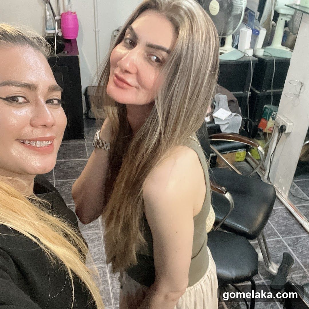Two women in a salon