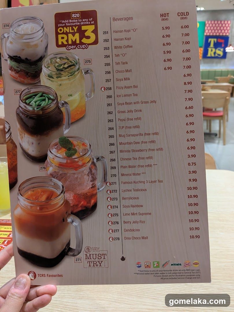 TCRS Beverages Menu