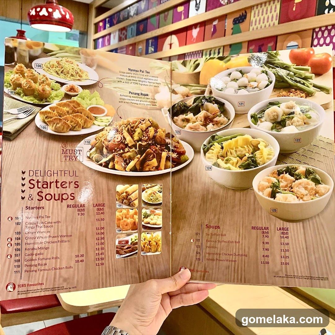 TCRS Menu - Starters & Soups Section