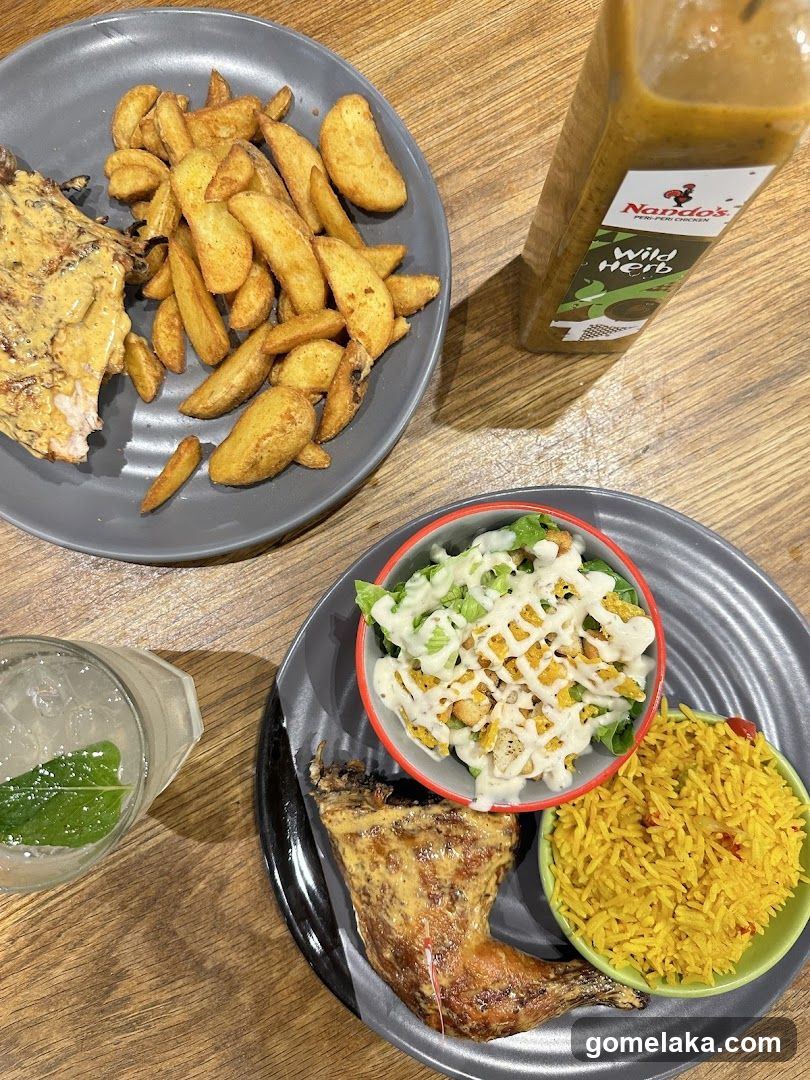 Food and beverage on wooden table