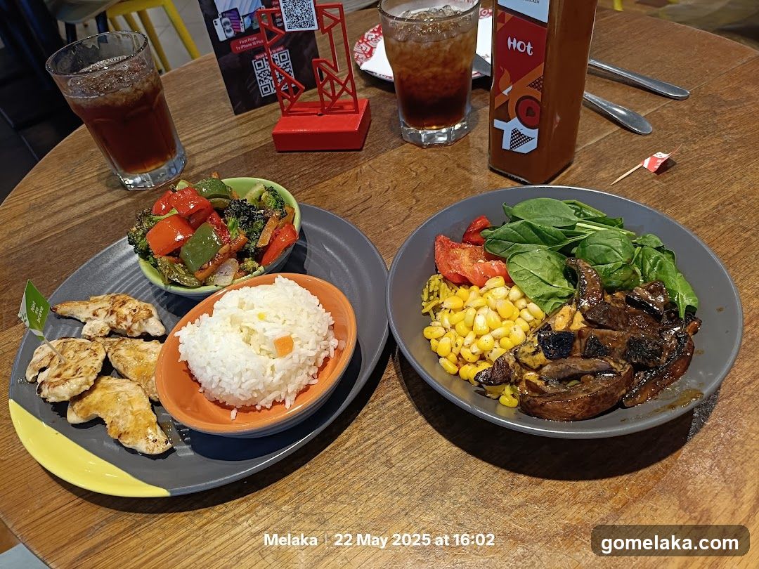 Dining Table with Food and Drinks