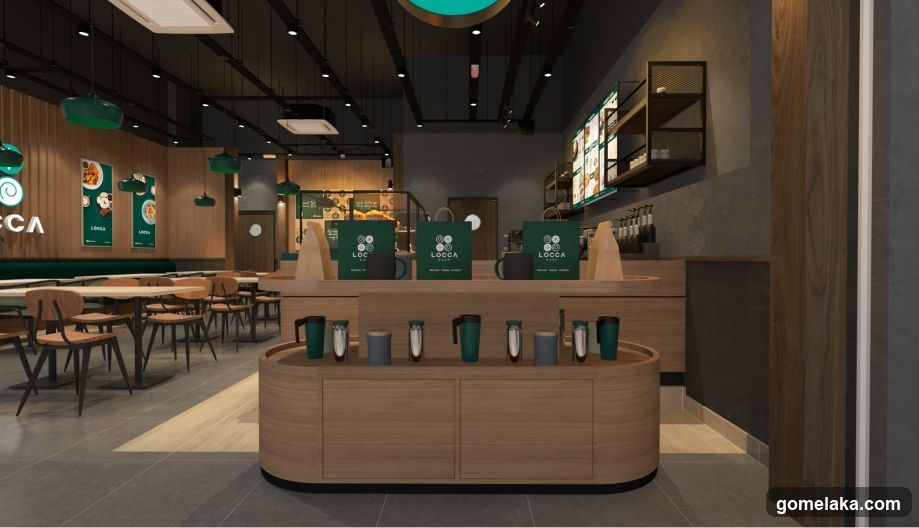 Interior of a modern café