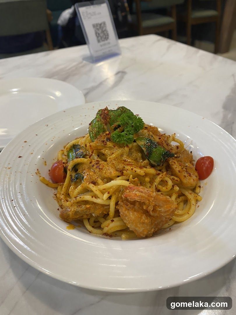 Pasta Dish on Marble Table