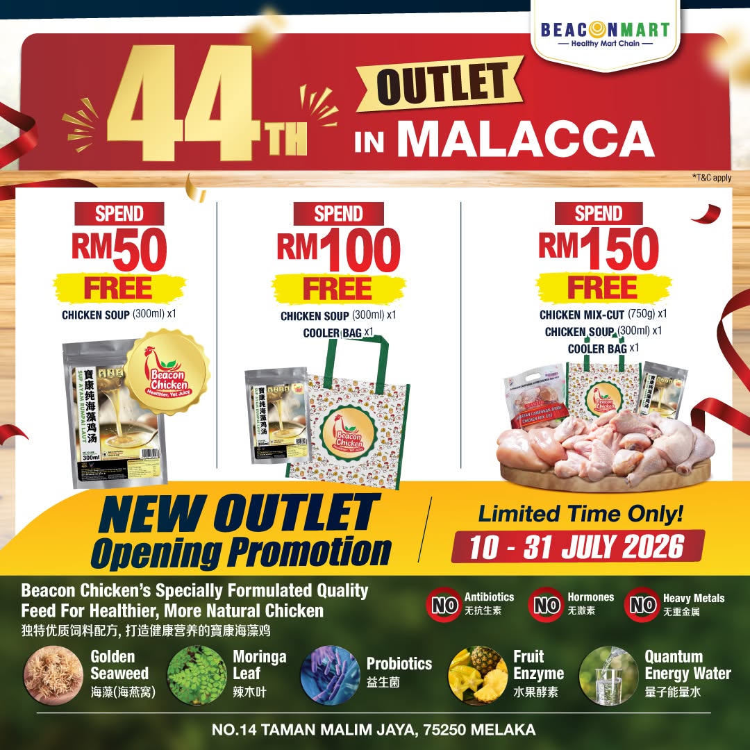 Beacon Mart Malim Jaya Melaka outlet interior with frozen food and healthy grocery range
