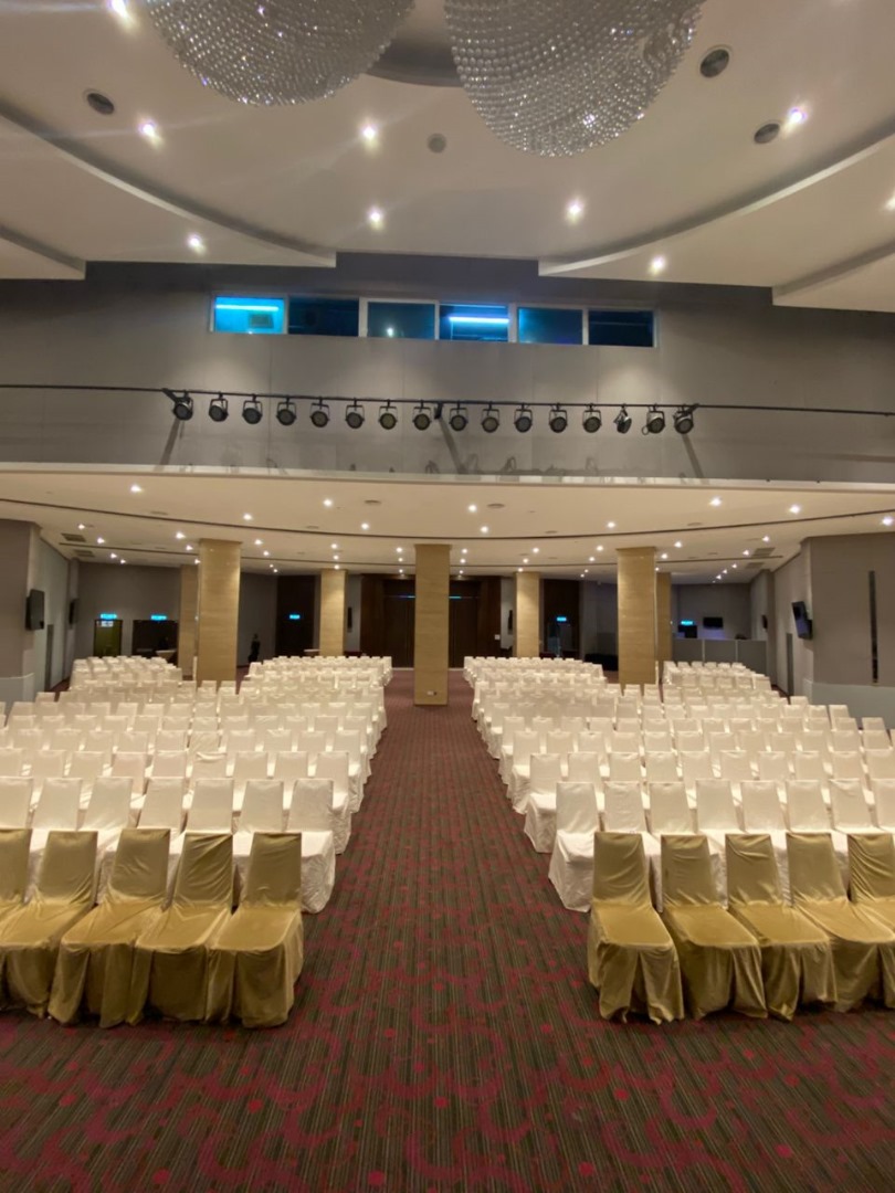 Mind Games Melaka show photo with stage setup at Hibiscus Ballroom Swiss Garden Hotel