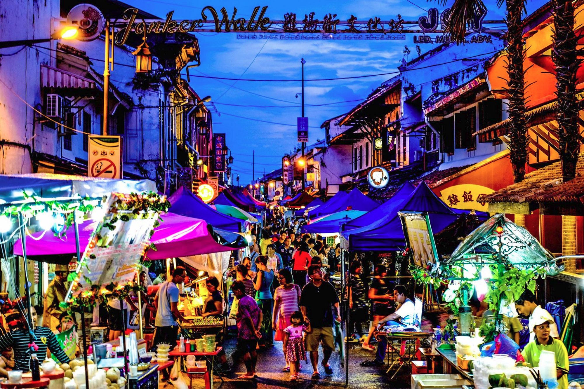 Night market food stalls at Jonker Street Malacca